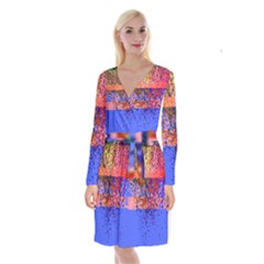 Glitchdrips Shadow Color Fire Long Sleeve Velvet Front Wrap Dress by Mariart