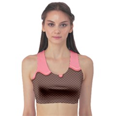 Ice Cream Pink Choholate Plaid Chevron Sports Bra by Mariart