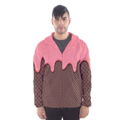 Ice Cream Pink Choholate Plaid Chevron Hooded Wind Breaker (men) by Mariart