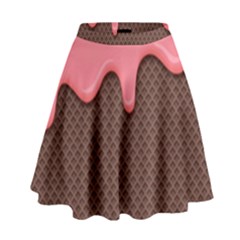 Ice Cream Pink Choholate Plaid Chevron High Waist Skirt by Mariart