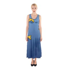 Water Bubbles Fish Seaworld Blue Sleeveless Maxi Dress by Mariart