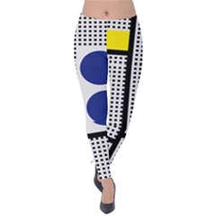 Watermark Circle Polka Dots Black Red Yellow Plaid Velvet Leggings by Mariart