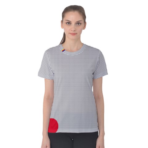 Watermark Circle Polka Dots Black Red Women s Cotton Tee by Mariart