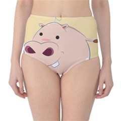 Happy Cartoon Baby Hippo High-waist Bikini Bottoms by Catifornia