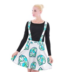 Brilliant Diamond Green Blue White Suspender Skater Skirt by Mariart