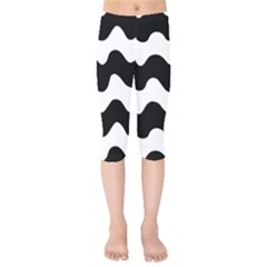 Lokki Cotton White Black Waves Kids  Capri Leggings 