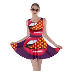 Lip Vector Hipster Example Image Star Sexy Purple Red Skater Dress by Mariart