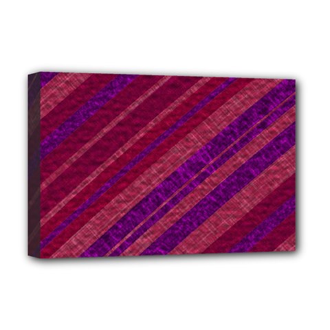 Maroon Striped Texture Deluxe Canvas 18  X 12   by Mariart