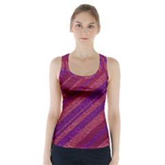 Maroon Striped Texture Racer Back Sports Top by Mariart