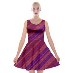 Maroon Striped Texture Velvet Skater Dress by Mariart