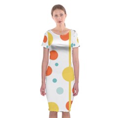 Stripes Dots Line Circle Vertical Yellow Red Blue Polka Classic Short Sleeve Midi Dress by Mariart