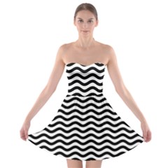 Waves Stripes Triangles Wave Chevron Black Strapless Bra Top Dress by Mariart