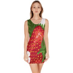 Strawberry Red Seed Leaf Green Sleeveless Bodycon Dress by Mariart