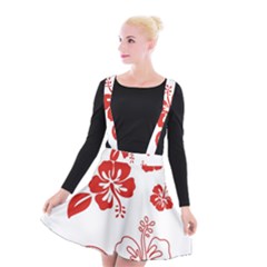 Hawaiian Flower Red Sunflower Suspender Skater Skirt by Mariart