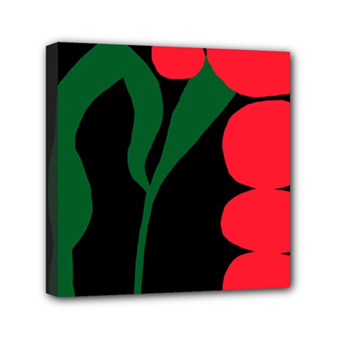 Illustrators Portraits Plants Green Red Polka Dots Mini Canvas 6  X 6  by Mariart