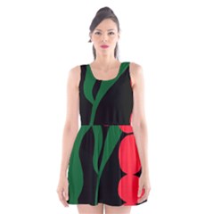 Illustrators Portraits Plants Green Red Polka Dots Scoop Neck Skater Dress by Mariart