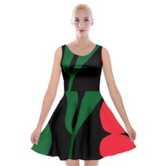 Illustrators Portraits Plants Green Red Polka Dots Velvet Skater Dress by Mariart