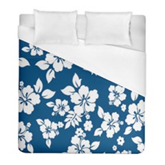 Hibiscus Flowers Seamless Blue White Hawaiian Duvet Cover (full/ Double Size) by Mariart