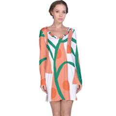 Portraits Plants Carrot Polka Dots Orange Green Long Sleeve Nightdress by Mariart