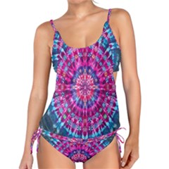 Red Blue Tie Dye Kaleidoscope Opaque Color Circle Tankini by Mariart