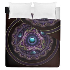 Beautiful Turquoise And Amethyst Fractal Jewelry Duvet Cover Double Side (queen Size) by jayaprime