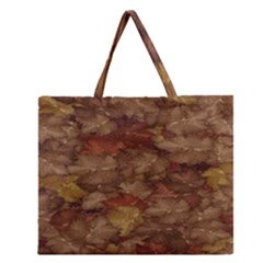 Brown Texture Zipper Large Tote Bag by BangZart