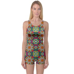 Jewel Tiles Kaleidoscope One Piece Boyleg Swimsuit by WolfepawFractals