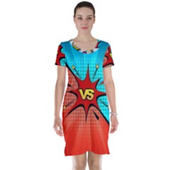 Comic Book Vs With Colorful Comic Speech Bubbles  Short Sleeve Nightdress by LimeGreenFlamingo