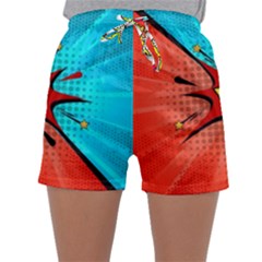 Comic Book Vs With Colorful Comic Speech Bubbles  Sleepwear Shorts by LimeGreenFlamingo