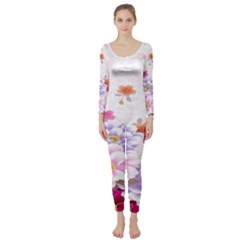 Sweet Flowers Long Sleeve Catsuit by BangZart