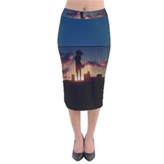 Art Sunset Anime Afternoon Velvet Midi Pencil Skirt by BangZart