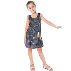 Monster Cover Pattern Kids  Sleeveless Dress by BangZart