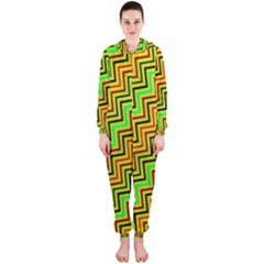 Green Red Brown Zig Zag Background Hooded Jumpsuit (ladies)  by BangZart