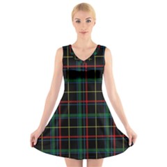 Tartan Plaid Pattern V-neck Sleeveless Skater Dress by BangZart