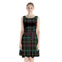 Tartan Plaid Pattern Sleeveless Waist Tie Chiffon Dress View1