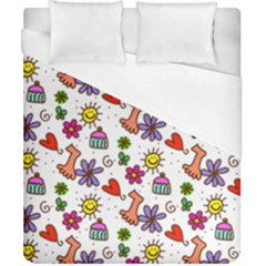 Cute Doodle Wallpaper Pattern Duvet Cover (california King Size) by BangZart