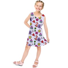 Cute Doodle Wallpaper Pattern Kids  Tunic Dress by BangZart