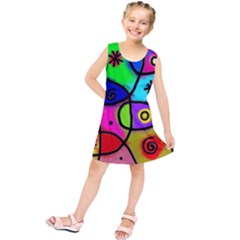 Digitally Painted Colourful Abstract Whimsical Shape Pattern Kids  Tunic Dress by BangZart