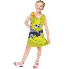 Funny Cartoon Punk Banana Illustration Kids  Tunic Dress by BangZart