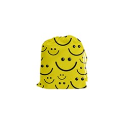 Digitally Created Yellow Happy Smile  Face Wallpaper Drawstring Pouches (xs)  by BangZart