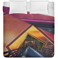 The Rainbow Bridge Of A Thousand Fractal Colors Duvet Cover Double Side (king Size) by jayaprime