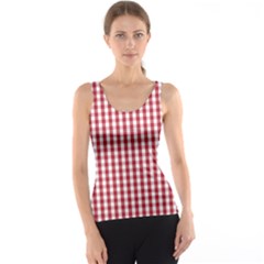 Usa Flag Red Blood Large Gingham Check Tank Top by PodArtist