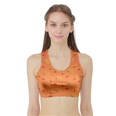 Peach Fruit Pattern Sports Bra With Border by paulaoliveiradesign