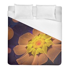 Beautiful Violet & Peach Primrose Fractal Flowers Duvet Cover (full/ Double Size) by jayaprime