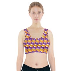 Purple And Yellow Abstract Pattern Sports Bra With Pocket by paulaoliveiradesign