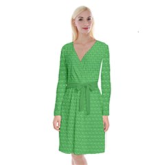 Green Scales Long Sleeve Velvet Front Wrap Dress by Brini