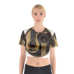 Old And Worn Acoustic Guitars Yin Yang Cotton Crop Top by JeffBartels