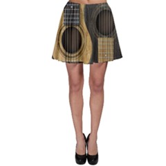 Old And Worn Acoustic Guitars Yin Yang Skater Skirt by JeffBartels