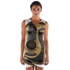 Old And Worn Acoustic Guitars Yin Yang Wrap Front Bodycon Dress by JeffBartels