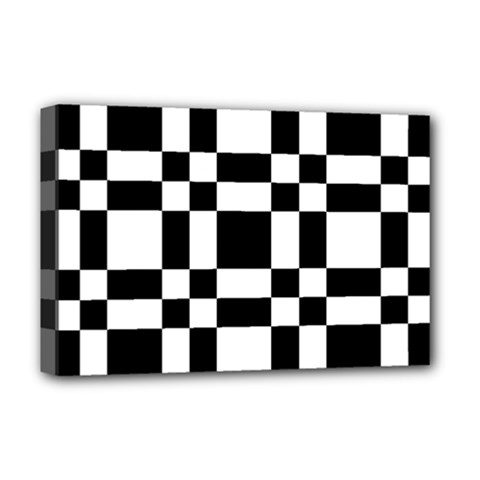 Checkerboard Black And White Deluxe Canvas 18  X 12   by Colorfulart23